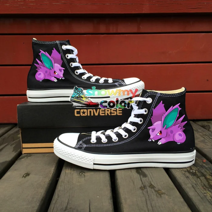

Pokemon Nidoran Design Converse All Star Men Women Shoes Hand Painted Sneakers Children Anime Gifts