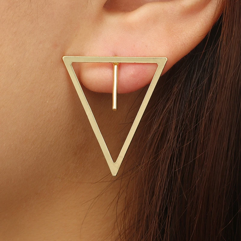 H:HYDE Simple Metal Geometric Earrings Korean Hollow Out Stud Women Piercing Birthday Wedding Gift Brincos | Украшения и