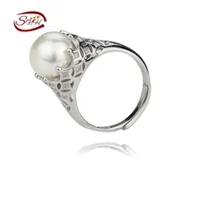 Snh 11mm 925 botón de plata 2016 perlas de agua dulce natural de los anillos de novia niza ajustable 925 ste