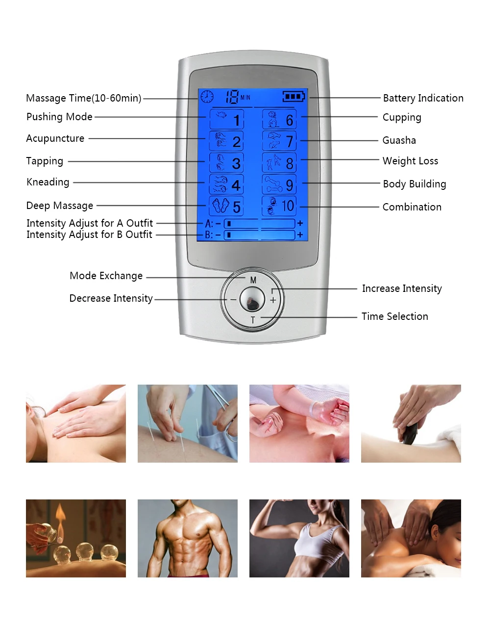 Electronic Pulse Massager Pain Relief Machine 10 Modes For Muscle Relax Stimulator Tens Acupuncture Therapy Body Relaxation Tool Electronic Pulse Massager Pain Relief Machine 10 Modes For Muscle Relax Stimulator Tens Acupuncture Therapy Body Relaxation Tool