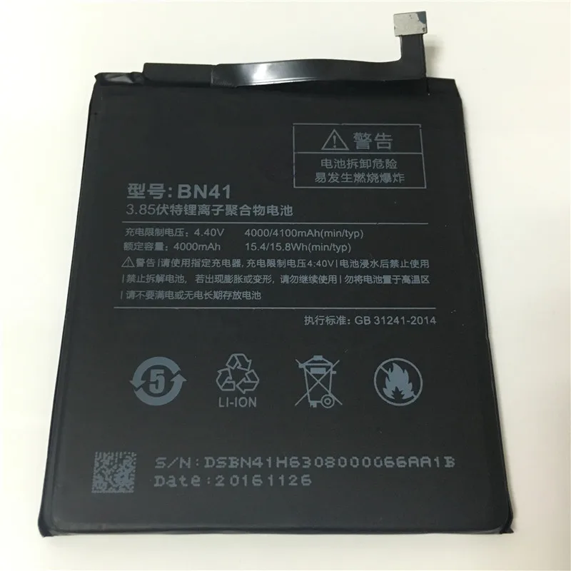 imágenes para 3.85 V 4000 mAh BN41 Para Xiaomi Redmi Nota 4 Batería imágenes para 3.85 V 4000 mAh BN41 Para Xiaomi Redmi Nota 4 Batería
