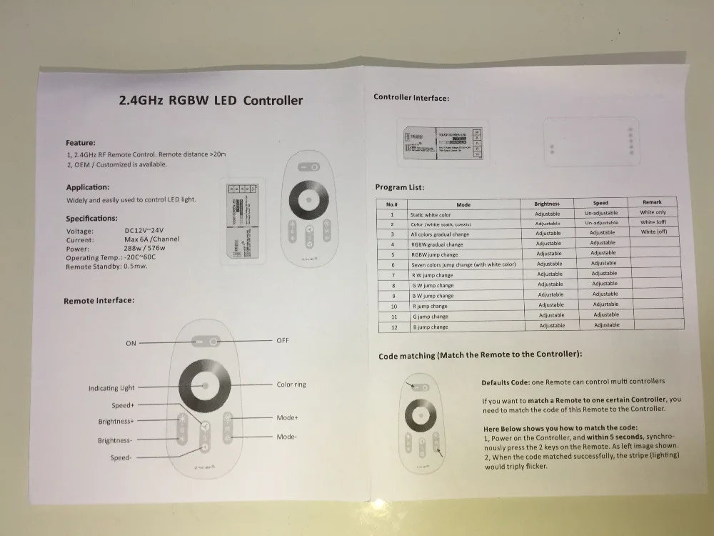 DC 12 В 24 В RGBW RGB светодиодный контроллер RF сенсорный экран пульт дистанционного управления 6А на канал для smd 5050 Светодиодный светильник-полоска лампа светильник