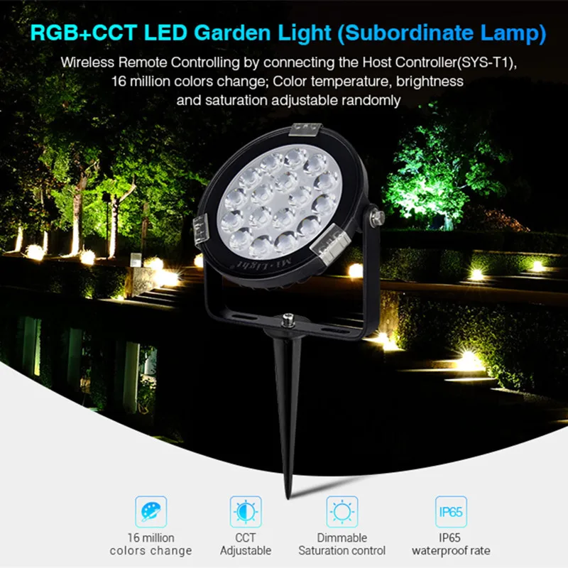 Mi Light SYS-RC1 9W 15W RGB + CCT светодиодсветильник лампа для сада DC24V подчиненная IP65