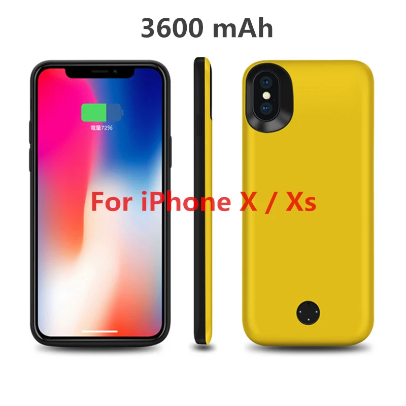 NTSPACE ультра тонкий внешний аккумулятор задняя крышка для iPhone XS Max XR портативный чехол с зажимом для зарядки аккумулятора чехол для iPhone X XS чехол для питания - Цвет: Yellow for X Xs