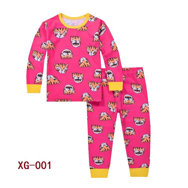 Wholesale Girls Pink Tiger Pajamas Sets 2018 Kids Cartoon Pajamas
