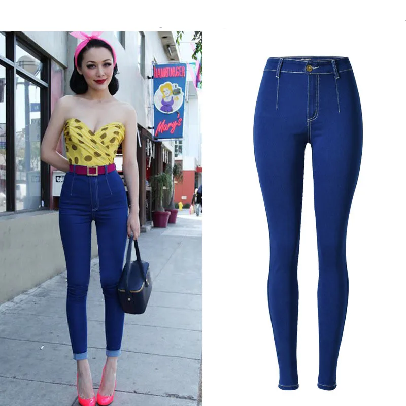 

Women Jeans High-Waist Denim Pencil Pants Slim Fit Elastic Stretchable Butt Push Up Denim Fashion Sexy Skinny Boyfriend Jeans