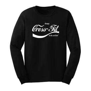 

Mens Enjoy Crossfit It's the Real Deal Long Sleeve Adult T-Shirts Casual Men Tee