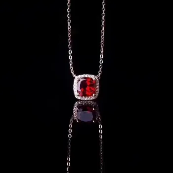 

Fidelity natural 6mm perfect quality garnet pendant s925 sterling silver Square fine jewelry for women natural red gemstone