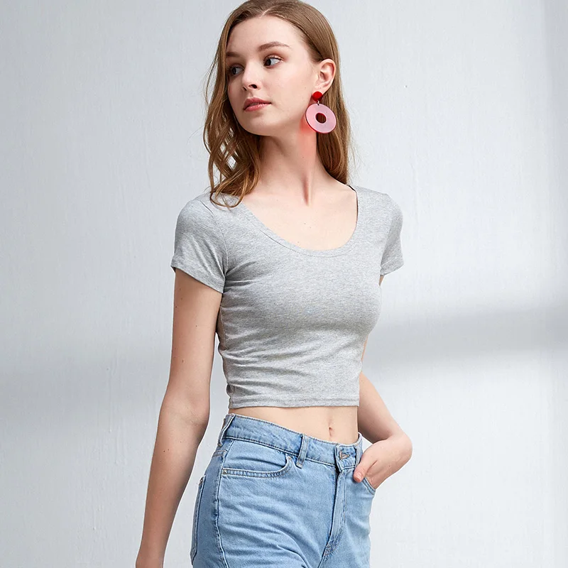 2019 Fashion Summer Kawaii Solid T Shirts Women Short Sleeve Tops Tees Casual Female Crop Top O-Neck Sexy T-shirt 2019 Fashion Summer Kawaii Solid T Shirts Women Short Sleeve Tops Tees Casual Female Crop Top O-Neck Sexy T-shirt