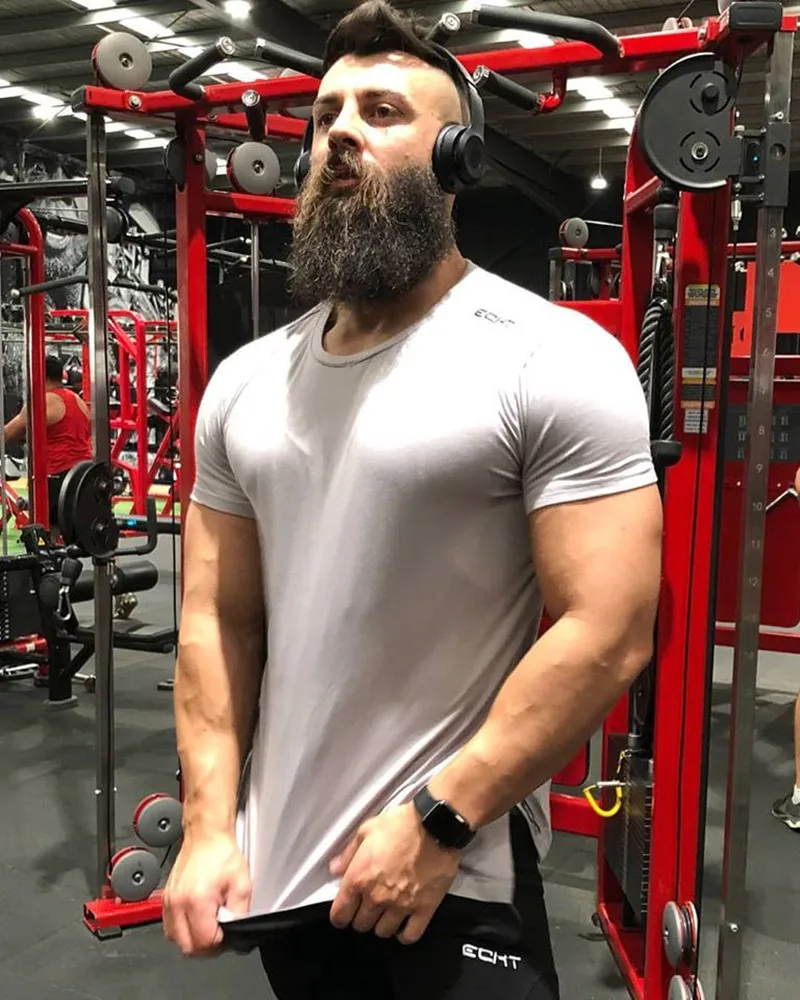 

New Cotton Gym Sport T Shirt Men Fitness Running Shirt Short Sleeve Bodybuilding T-shirt Male Jogging Training Tee Tops Clothing
