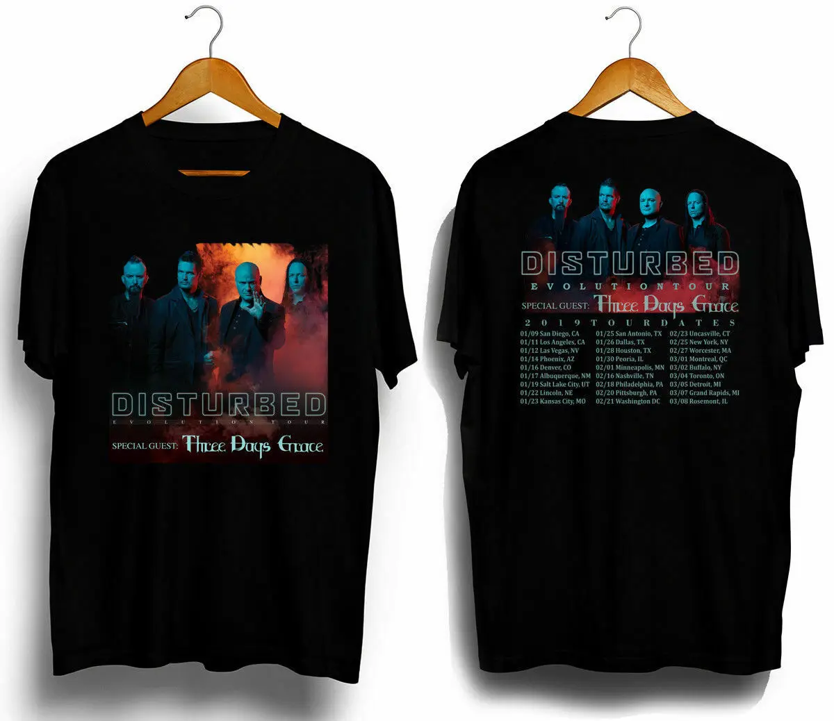 

RARE ITEMS Disturbed and Three Days Grace Tour dates 2019 t-shirt S-3XL