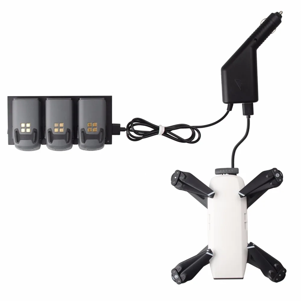 

2in 1 Car Charger for DJI Spark Part 7 Battery Charging Hub and Remote Control for DJI Spark Drone Accessories