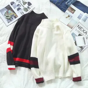 

Uwback 2018 Autumn New Brand Men Pullovers O-Neck Striped Fashion Sweaters Long Sleeve Warm Patchwork Stundents Knitwear XA638