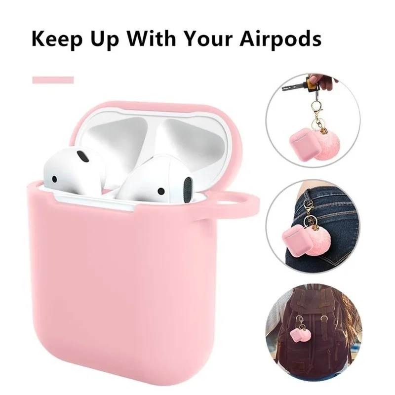 Airpods чехол-Drop Proof Air Pods Защитный чехол силиконовый чехол милый меховой шарик Airpods брелок/ремешок Apple Airpods доступ