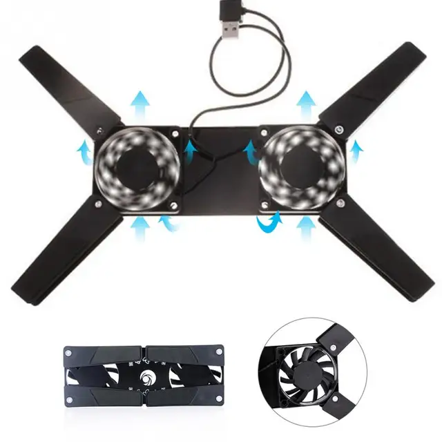 Extraordinary Offers High Quality Rotatable USB Fan Laptop Notebook PC 2 Fans Cooler Cooling Pad Computer Peripherals Black