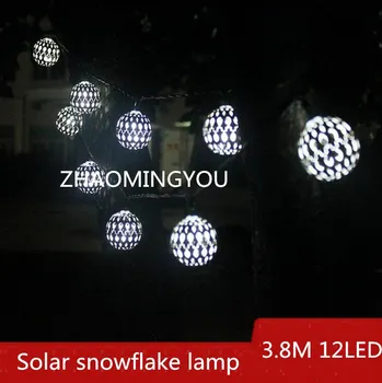 

10PCS 3.8M 12LED Solar snowflake lamp, LED outdoor lighting, outdoor garden lamp, waterproof grape frame Christmas chandelier
