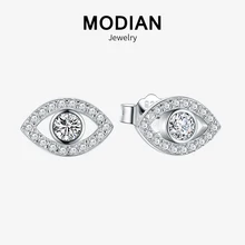 Modian горячая Распродажа 925 пробы серебряные серьги-гвоздики с прозрачными глазами и кубическим цирконием для женщин модные милые ювелирные изделия