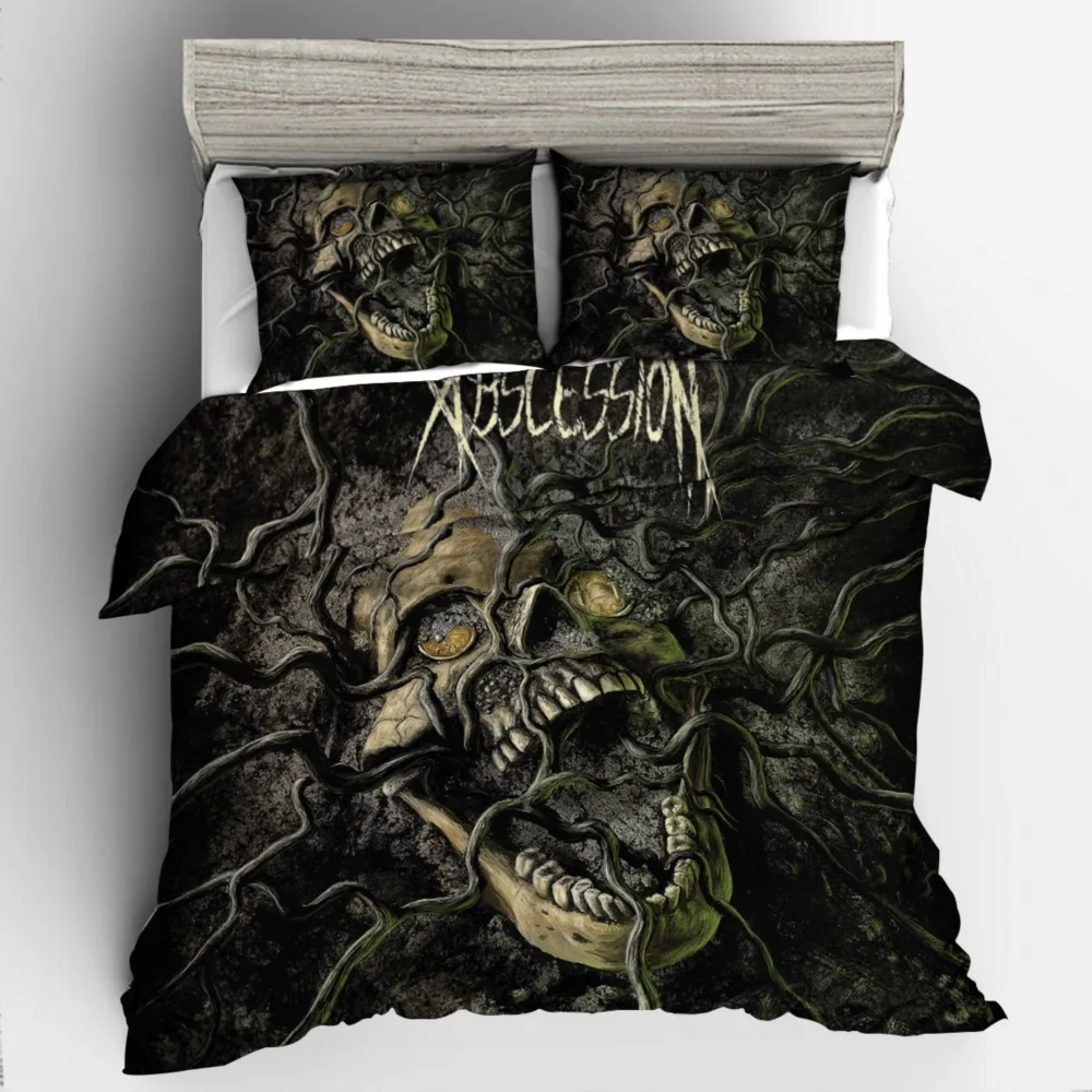 

Bedding Set terror Death Skull Skull Bride black and white European style 2/3pcs soft Duvet Cover Sets Pillowcase