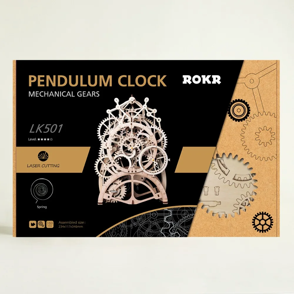 Robotime ROKR DIY 3D деревянная головоломка Механическая Шестерня привод маятниковые