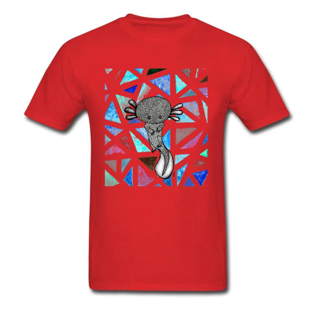 Tops Shirt Sweet Axolotl Summer Retro Printed Short Sleeve Cotton Fabric Round Collar Men's Top T-shirts Printed Tee-Shirt Sweet Axolotl red