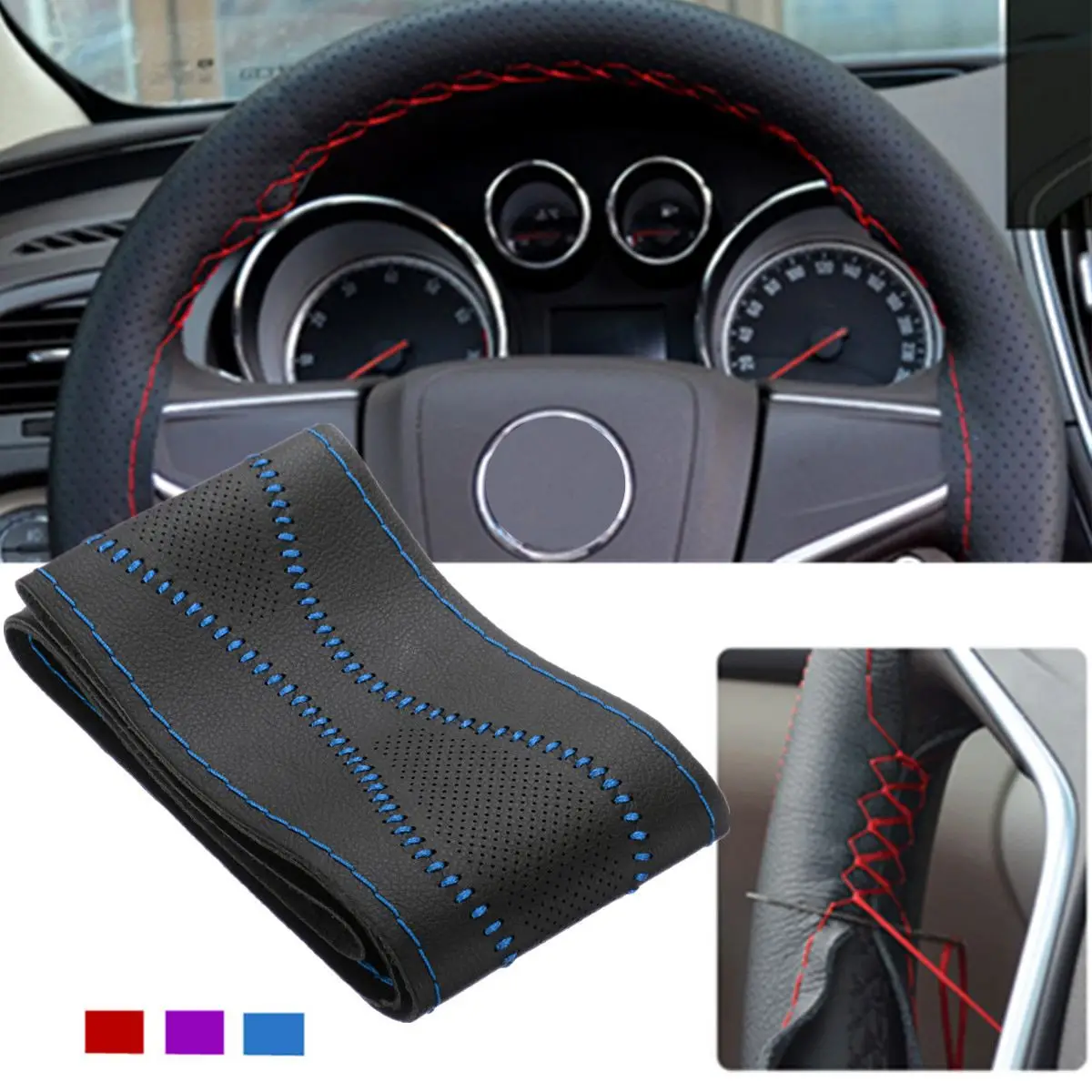 DIY Genuine Leather Auto Car Steering Wheel Cover Soft Anti slip Car