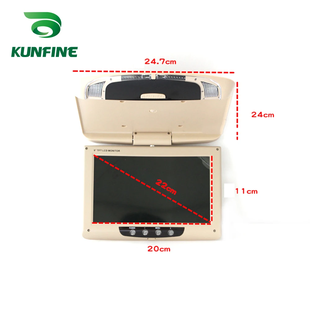 KUNFINE 9 дюймов монитор крыши автомобиля ЖК-дисплей откидной вниз экран накладные Мультимедиа Видео Потолочный держатель для планшетов