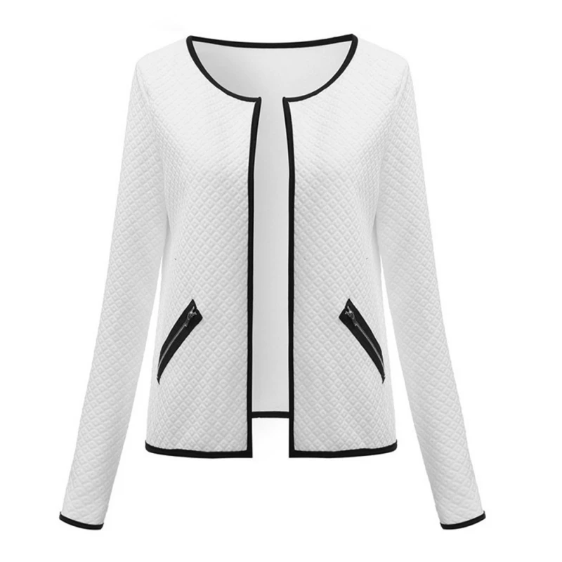 

Fashion Spring Women Slim Jacket feminino Coat Casual Jacket Long Sleeve Zippers Suit White Ladies Large Size Work Wear