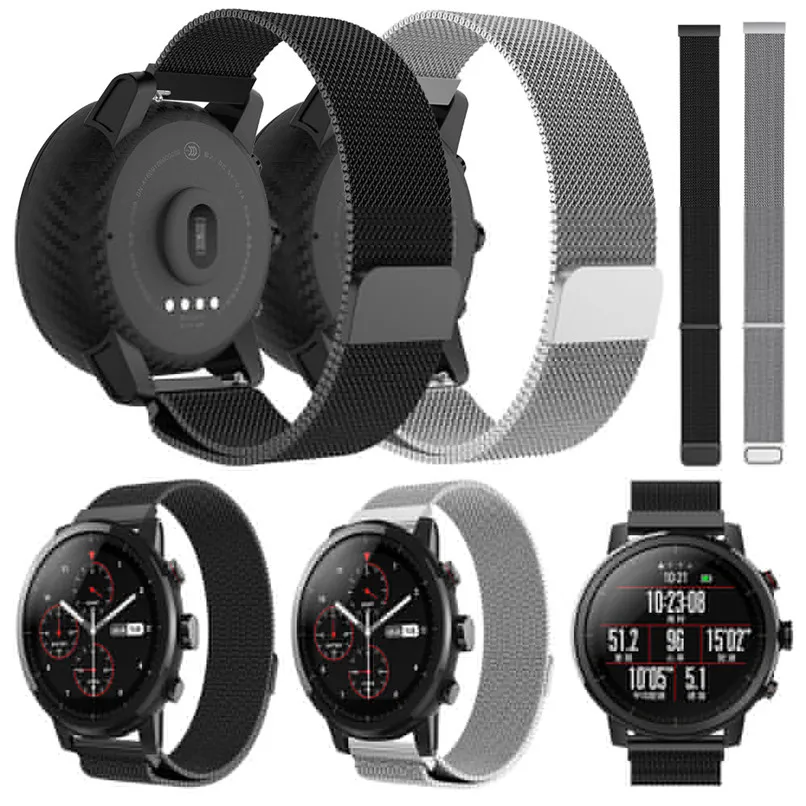 Band For Huami Amazfit 2 GPS Stratos pace watch Strap Magnetic Stainless Steel smartwatch heart rate monitor wristband H35 #0