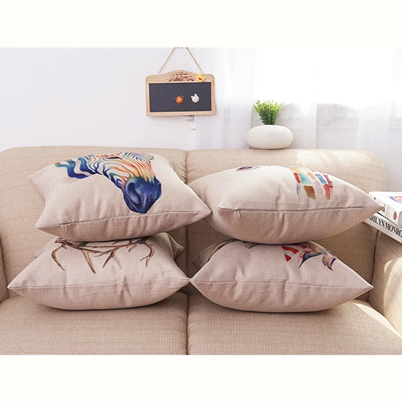 Colorful Animals Cushion Cover Animal Pillow Covers Giraffe Deer Zebra Pillow Case for Home Decoration Pillowcase