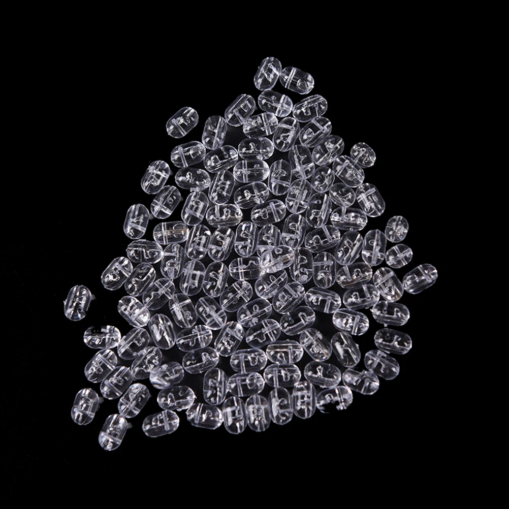 

100X Fishing Tranparent Oval Double Pearl Drill Cross Beads hard Clear beads sets sea lures china hard lures