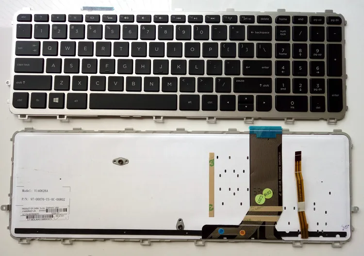 Silver Backlit Keyboard for HP ENVY M7-N Laptops