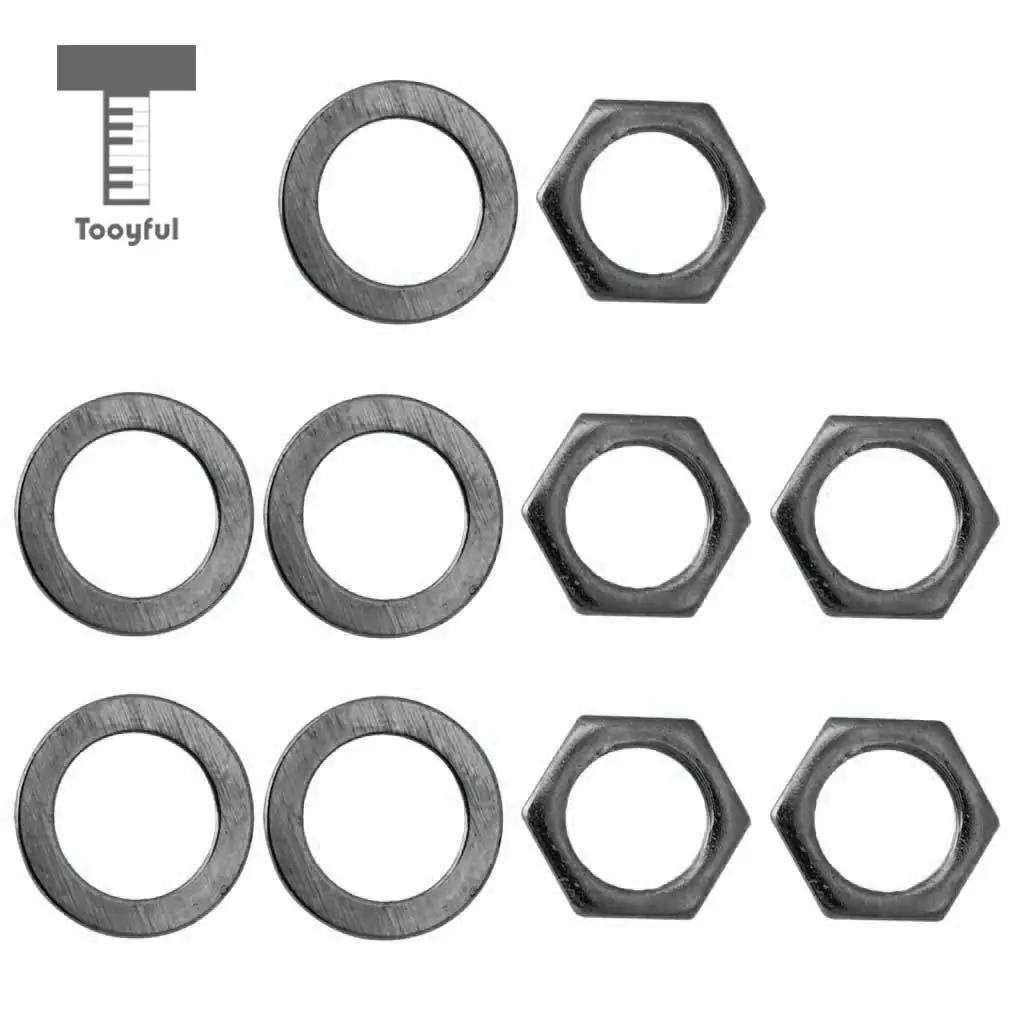 Tooyful 5 Pieces Iron Jack Socket Connector Nuts with Washers Set for Electric Guitar Bass Parts 9mm