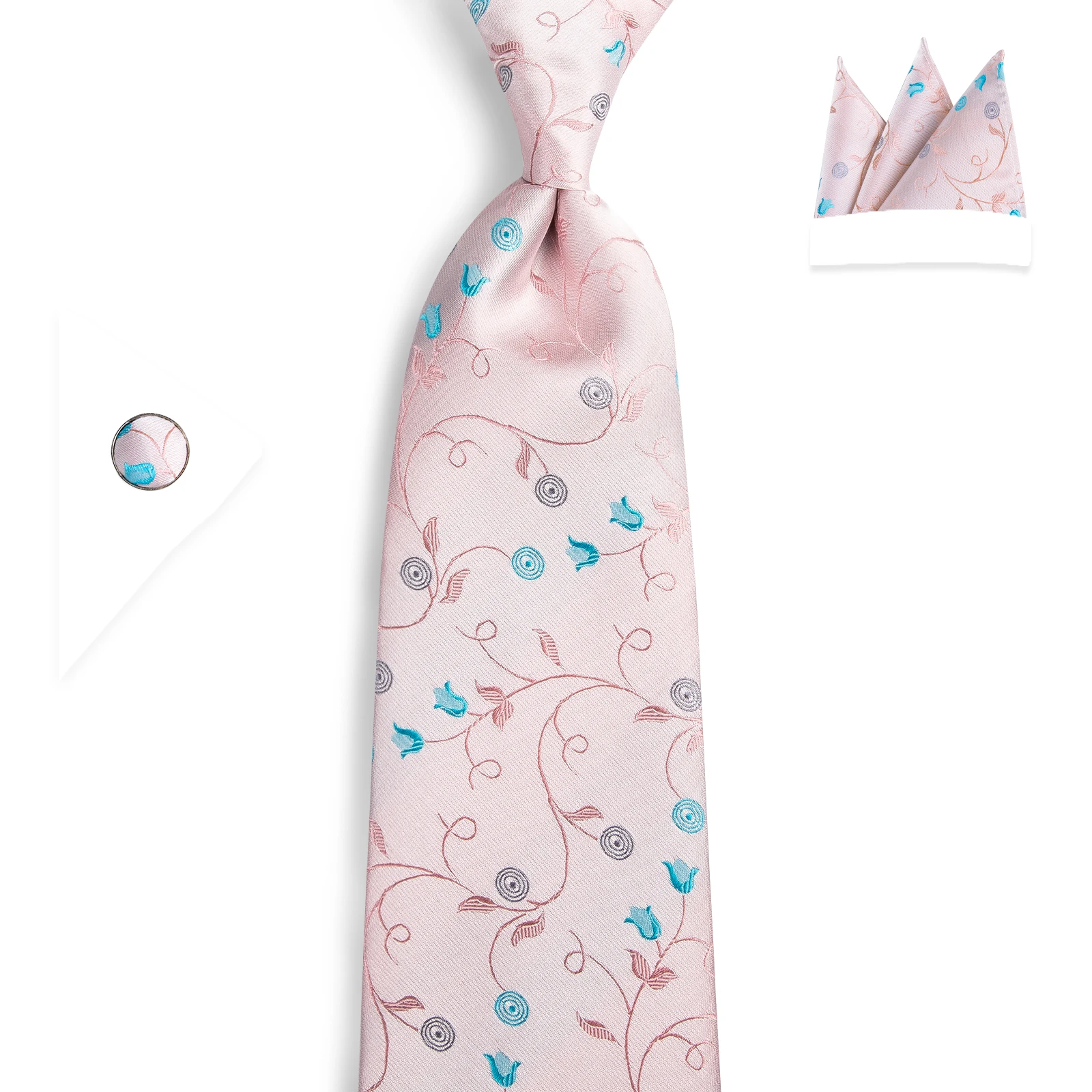 DiBanGu Топ дизайнерский розовый цветочный галстук шелк 160 см галстук носовой платок запонки галстук для мужчин деловой Свадебный галстук набор MJ-7510