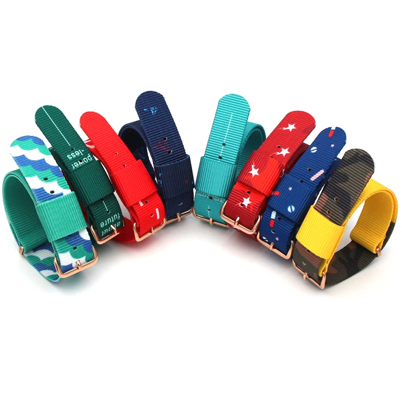 High-end printed Simple and stylish color RELAX letters nylon table bandwidth 18mm 20mm adapter belt ladies men's sports