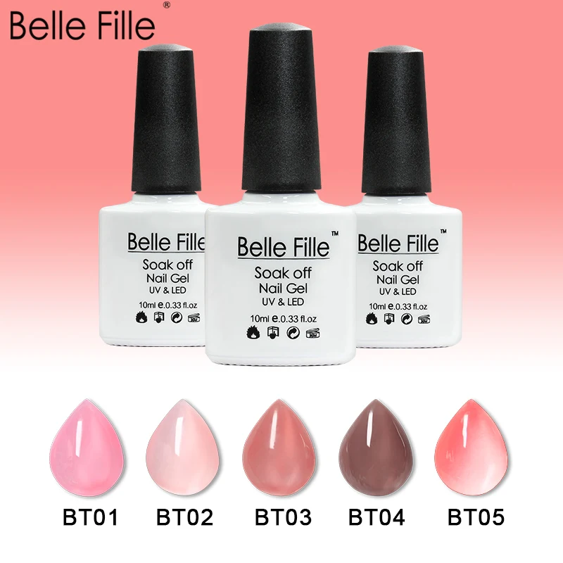 Belle Fille Jelly Nail Gel Transparent Pink Nude White UV Gel Nail