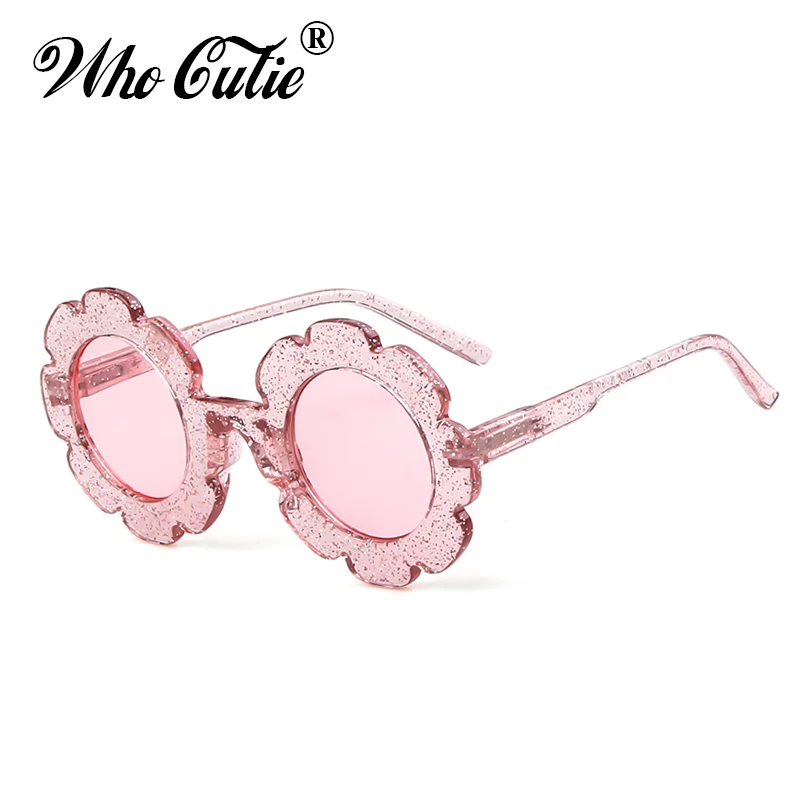 

WHO CUTIE Round Flower kids sunglasses Brand Designer Girl Boy Goggles Cute Baby Sun glasses UV400 Lens Shades Children Toddler