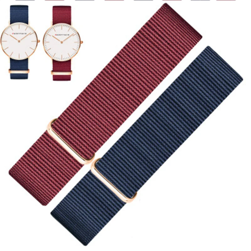

Watch accessories fashion nylon strap 14mm18mm20mm high quality soft dw canvas strap men's and women's outdoor sports watch belt