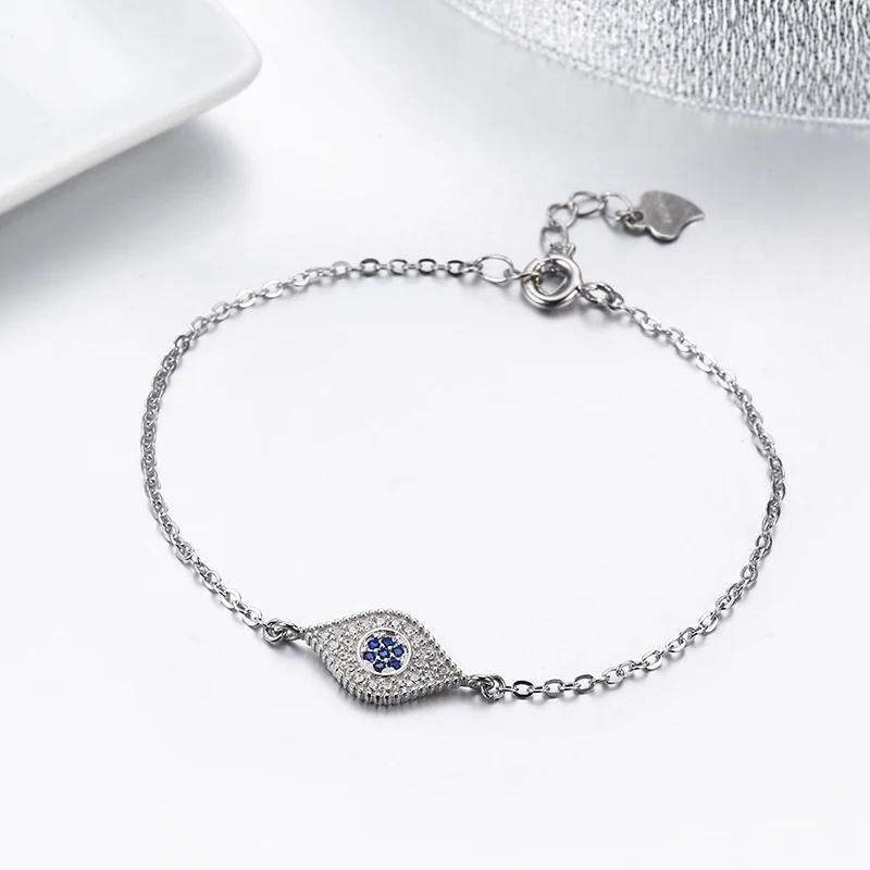 

Slim 925 Sterling Silver Chain Pave CZ Stones Eye Bracelets For Women Girls Pulseras Pulseira Accessoires Bracelete Best Friend