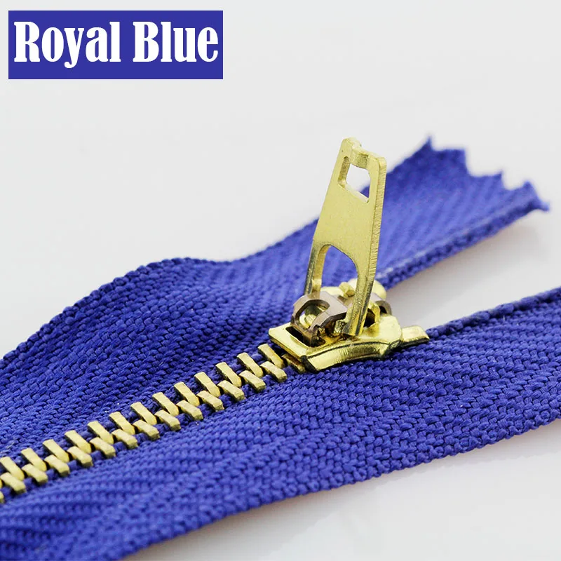 3# 5pcs 10/13/15/18/20cm metal brass auto lock close-end zippers for footwear fenim skirt sewing garment - Цвет: Royal Blue