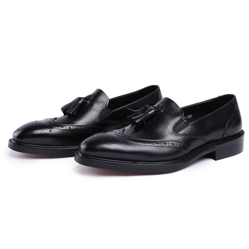 Del Diseñador Resbalón Hombres A Pie Ymx256 Mano En Vendimia Auténtico marrón Cuero Hombre Formal Brogue Hecho Británico Redonda Negro Zapatos Dedo Vestido Tallado Mocasines qII8Ewx