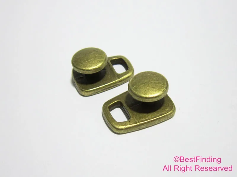 Mushroom stud Open hook clasp Antique bronze 4mm Round leather RH41B | Украшения и аксессуары