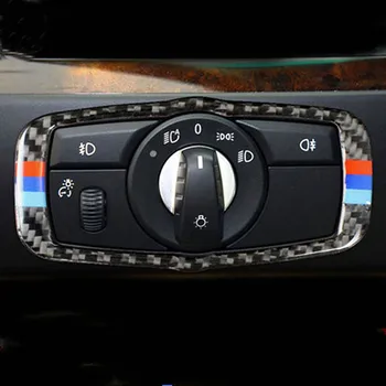

Carbon Fiber Car Interior Headlight Switch Frame Covers Trim Stickers Automobile Car Accessories For BMW E70 E71 X5 X6 2008-2013
