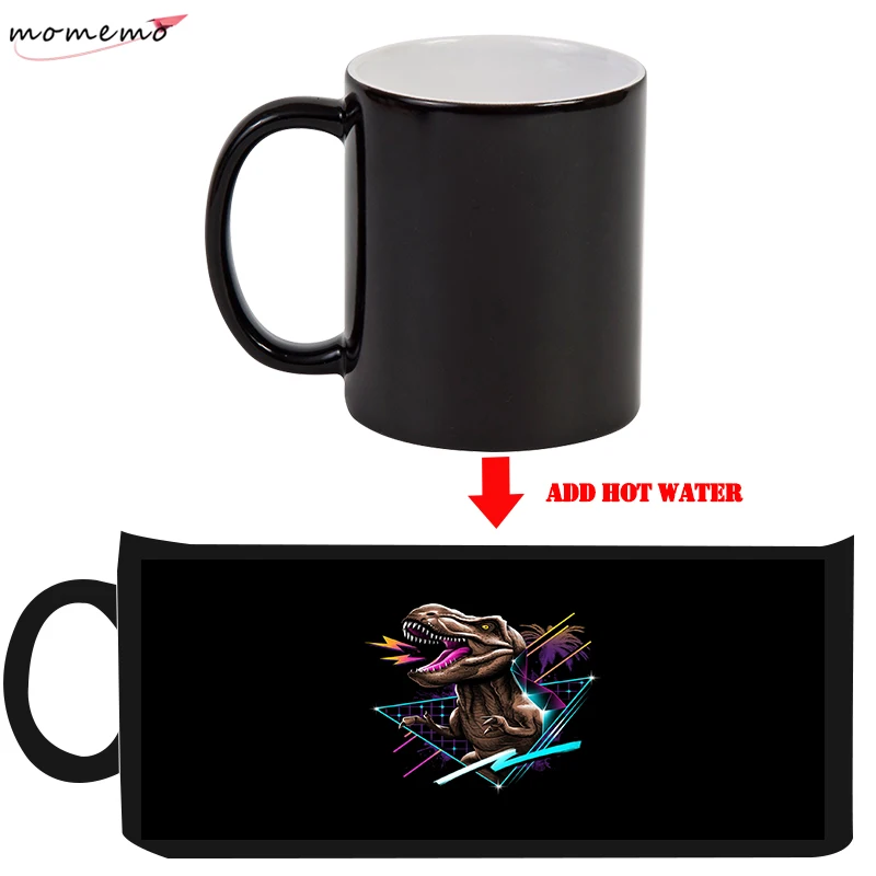 

MOMEMO Dinosaur 330ml Ceramic Mugs Coffee Magic Hot Cold Color Changing Custom Mug Heat Revealing Coffee Tea Cup Friends Gifts