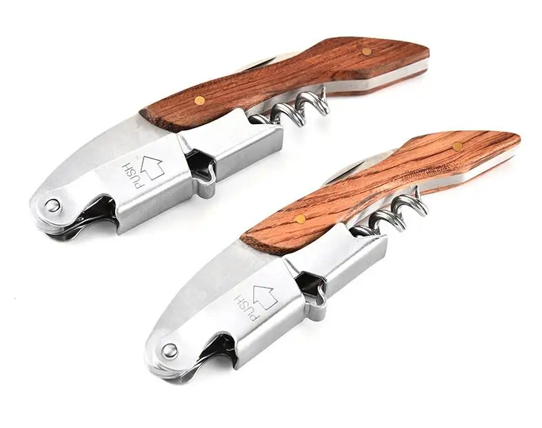100pcs Professional Wood Wine Opener Natural All in one Waiters