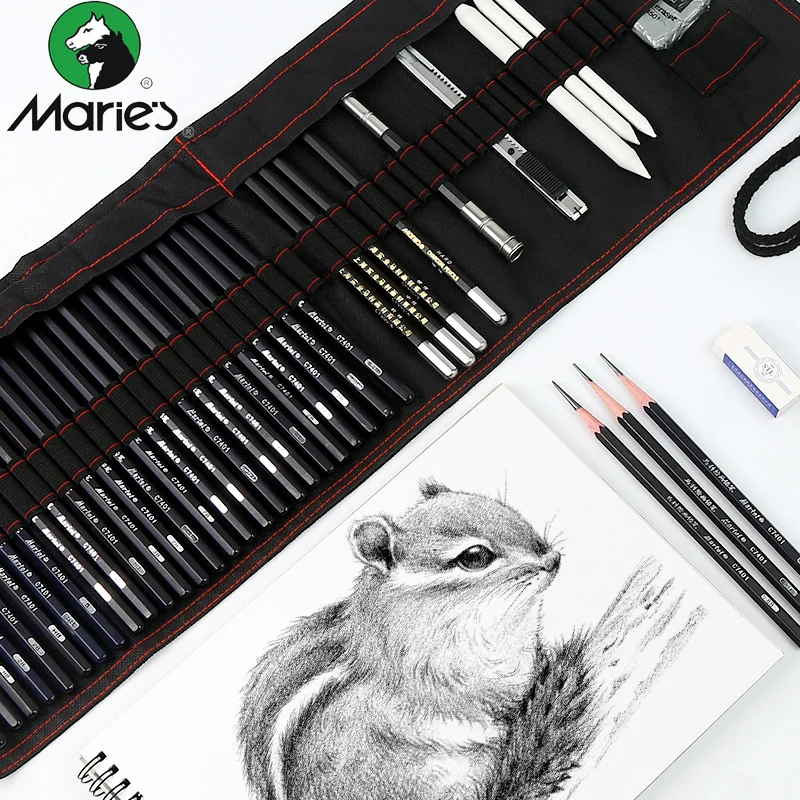 Günstig 27 stücke Skizze Bleistift Set Professionelle Skizzieren Zeichnung Kit Holz Bleistift Bleistift Taschen Für Maler Schule Studenten Kunst Liefert