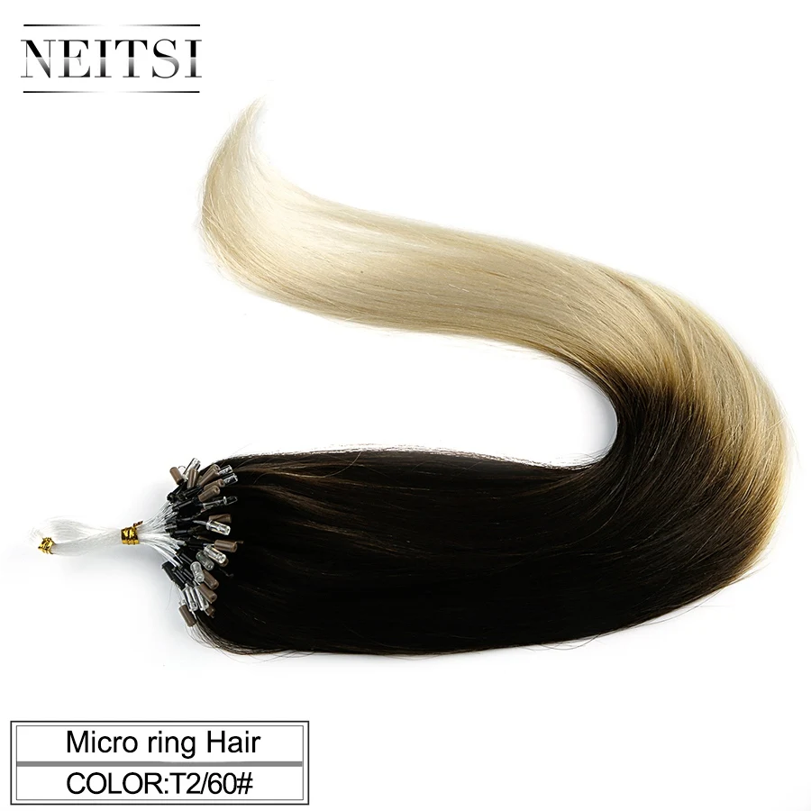 Neitsi петля микро кольцо машина сделанная remy волосы для наращивания человеческие волосы прямые Омбре пианино цвет микро звенья 2" 50 см 1 г/локон 50 г - Цвет: T2/60 #