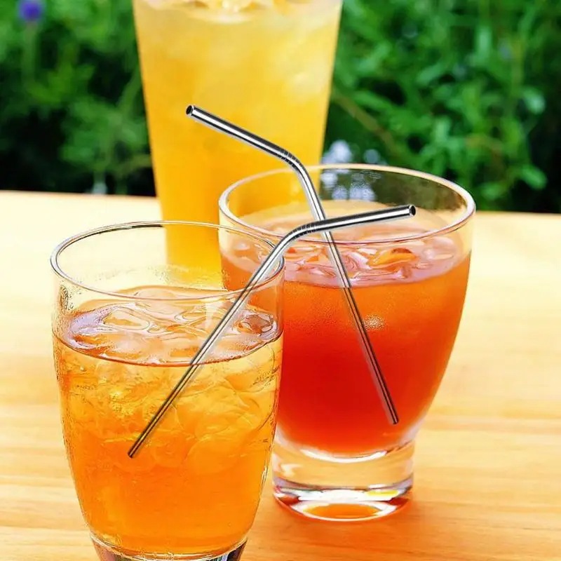 

4/6/8Pcs/lot Reusable Drinking Metal Straw Stainless Steel Straw with 1/2/3 Cleaner Brush For Home Party Barware Accessories