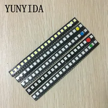 100 peças = 5 cores x 20pcs 5050 5730 1210 1206 0805 led diodo sortimento smd led diodo kit verde/vermelho/branco/azul/amarelo