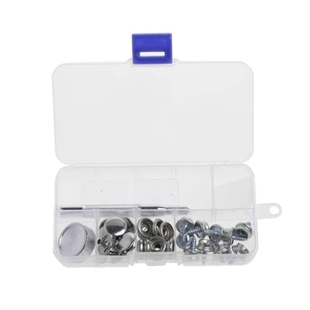 

32 Pcs Stainless Steel Boat Marine Canvas Fabric Snap Cover Button Socket Kit