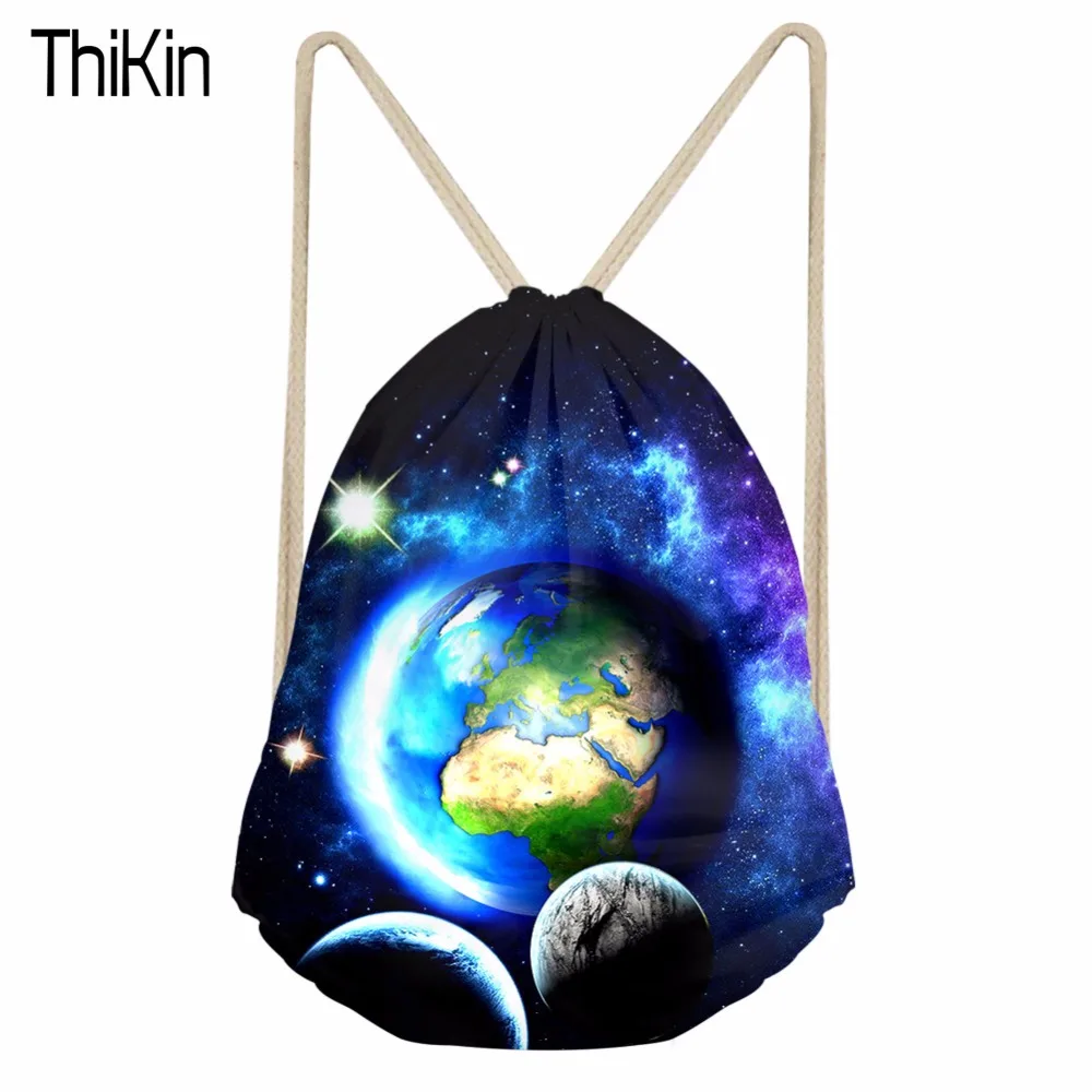 

THIKIN 3D Star Print Men's Backpack Drawstring Bag for Fintess Women Small Cinch Backpack Kids Boys Escolar Mochila Casual Bolsa